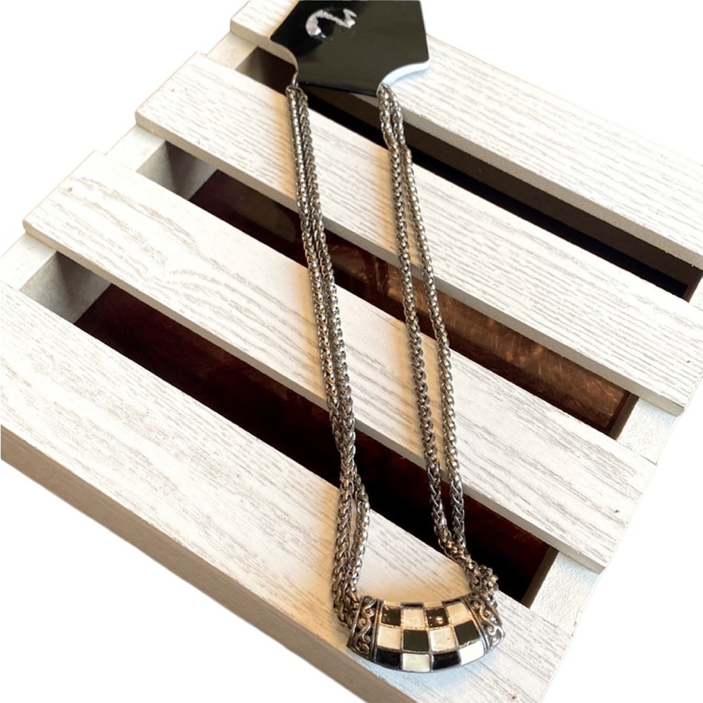 Double Chain Silver Reversible Necklace - image 1